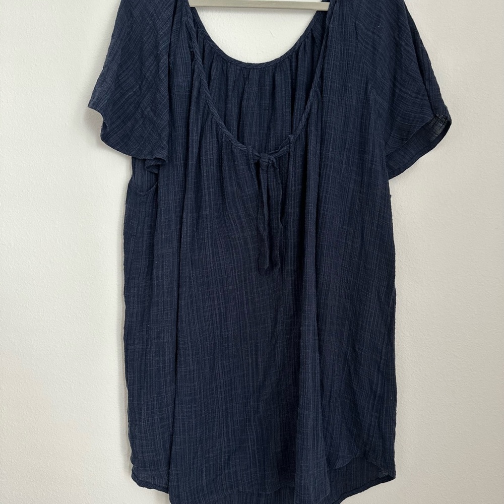 Navy Blue Flowy Top
